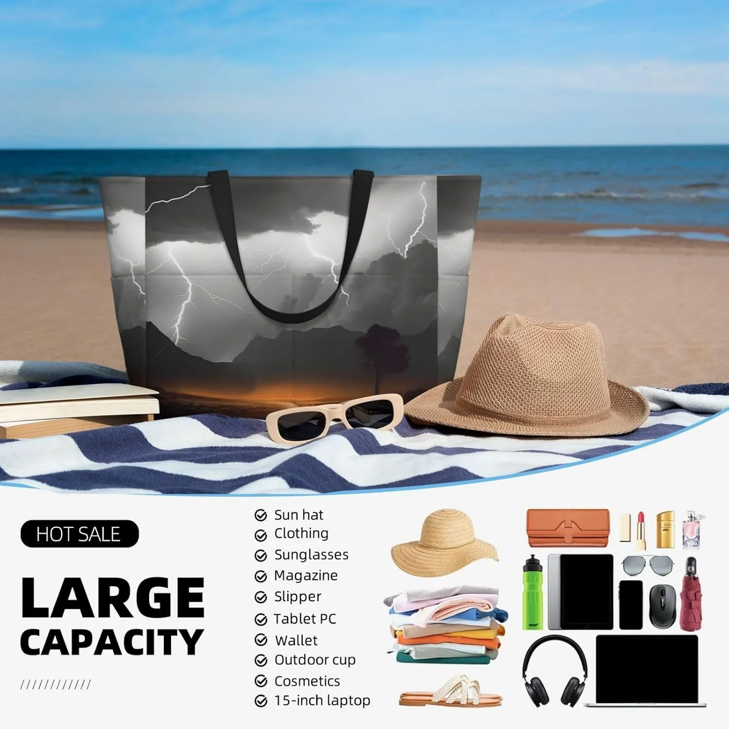 Beach Tote Bag for Women Oversized Travel Weekender Bags Underwater Turtle Waterproof Pool Bag Beach Accessories