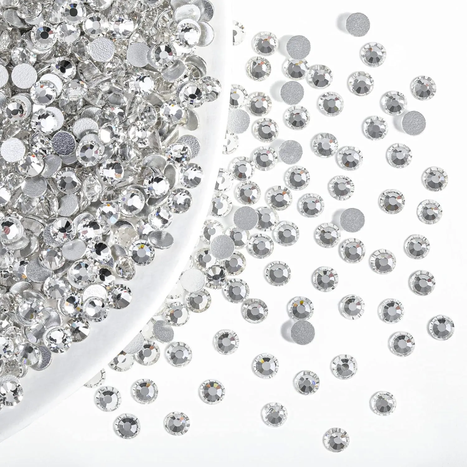 Beadsland Flatback Rhinestones Bulk,14400PCS White Rhinestones for Nails Crafts Clothes DIY Decoration, Crystal, SS20, 4.6-4.8mm