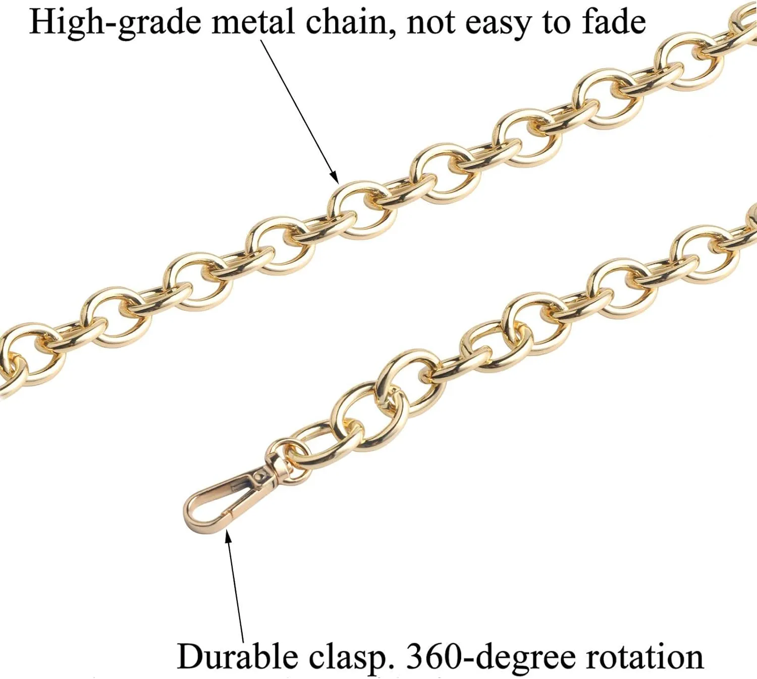 Beaulegan Purse Chain Handles Replacement for Handbag or Shoulder Bag 2 PCS, 15.7 Inch Long (Silver)