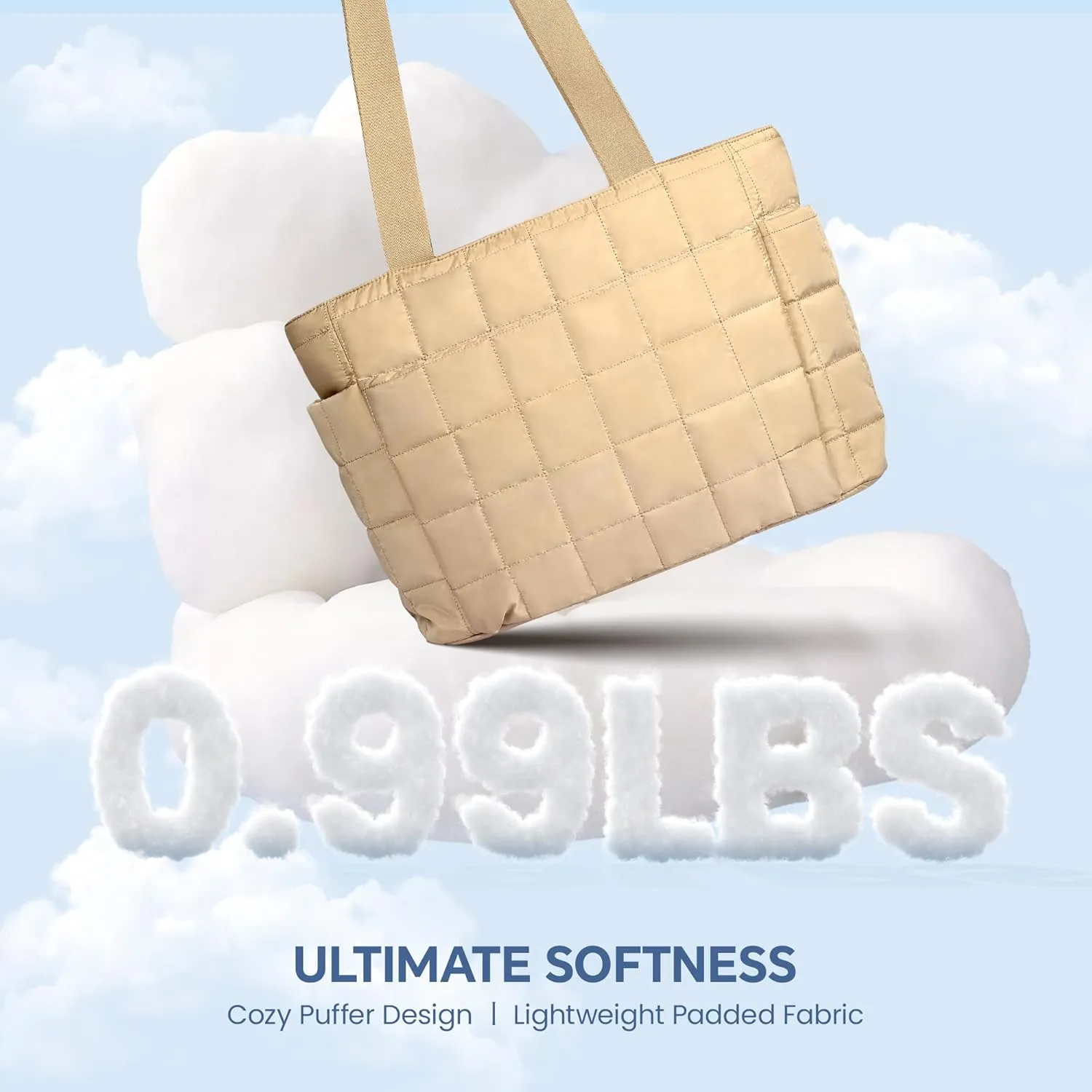 befen Laptop Tote Bag for Women Work, Travel Tote Bags Nurse Puffer Quilted Handbags, Lightweight Waterproof Beach Purse