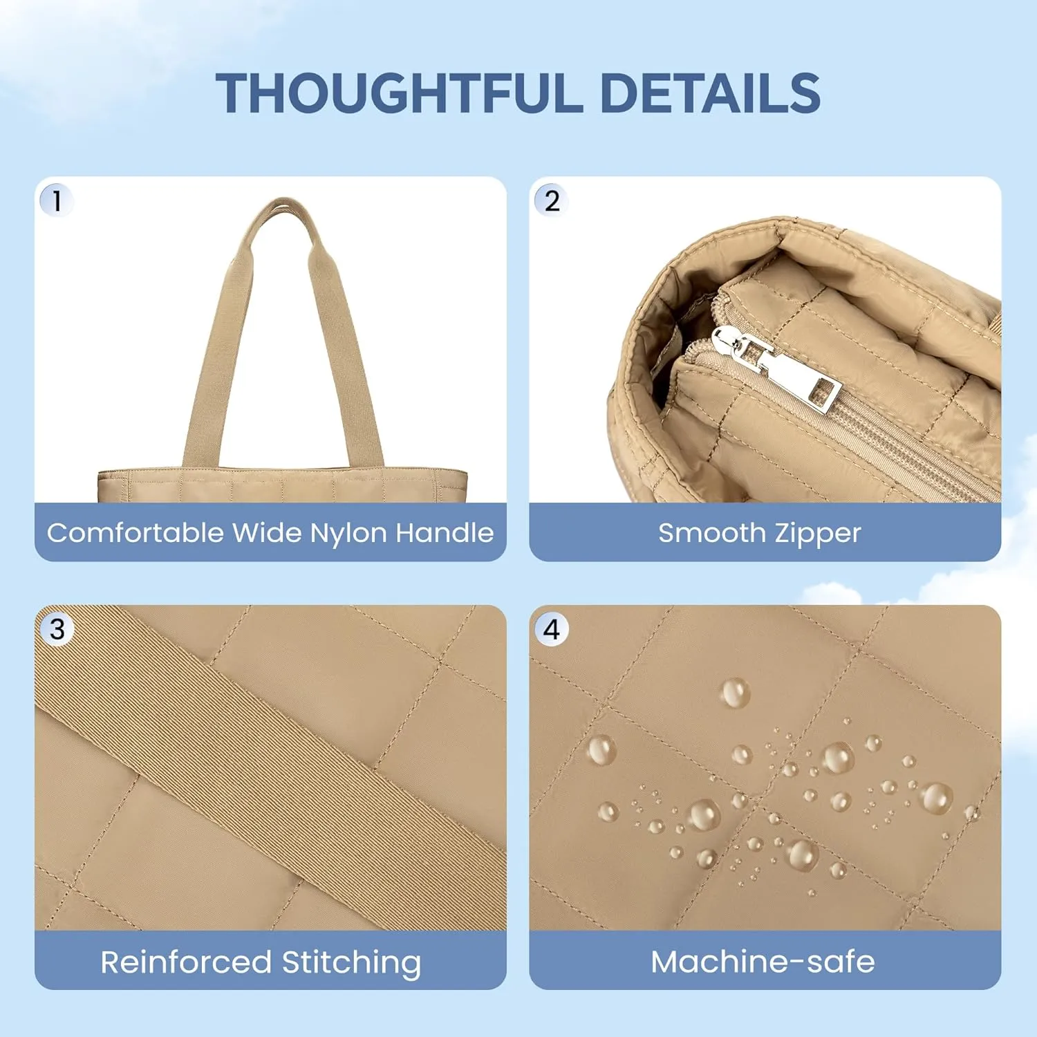 befen Laptop Tote Bag for Women Work, Travel Tote Bags Nurse Puffer Quilted Handbags, Lightweight Waterproof Beach Purse