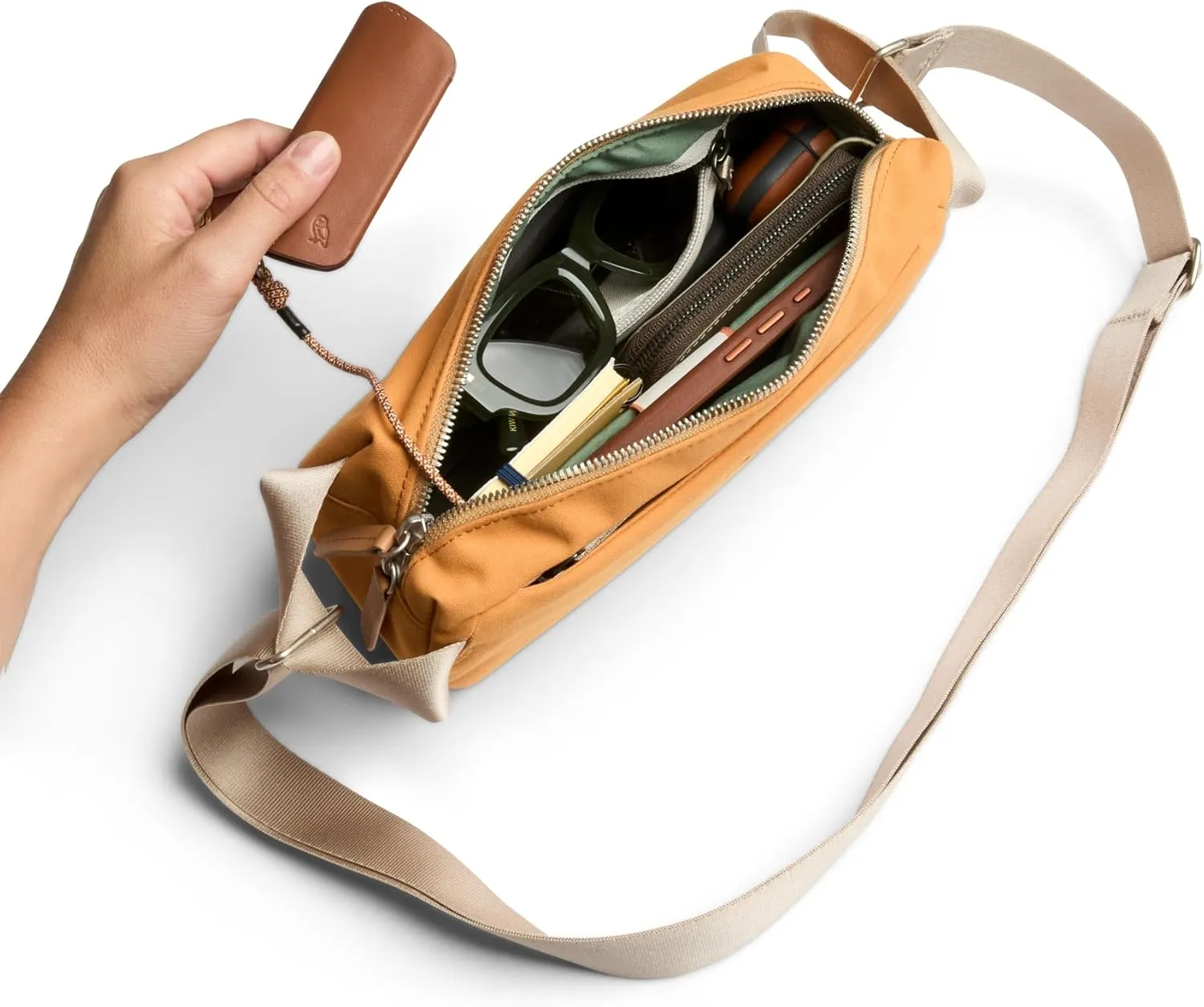Bellroy Classic Sling (everyday 3 liter minimalist crossbody bag with internal organization, adjustable crossbody strap, and auto-compression system) - Butterscotch