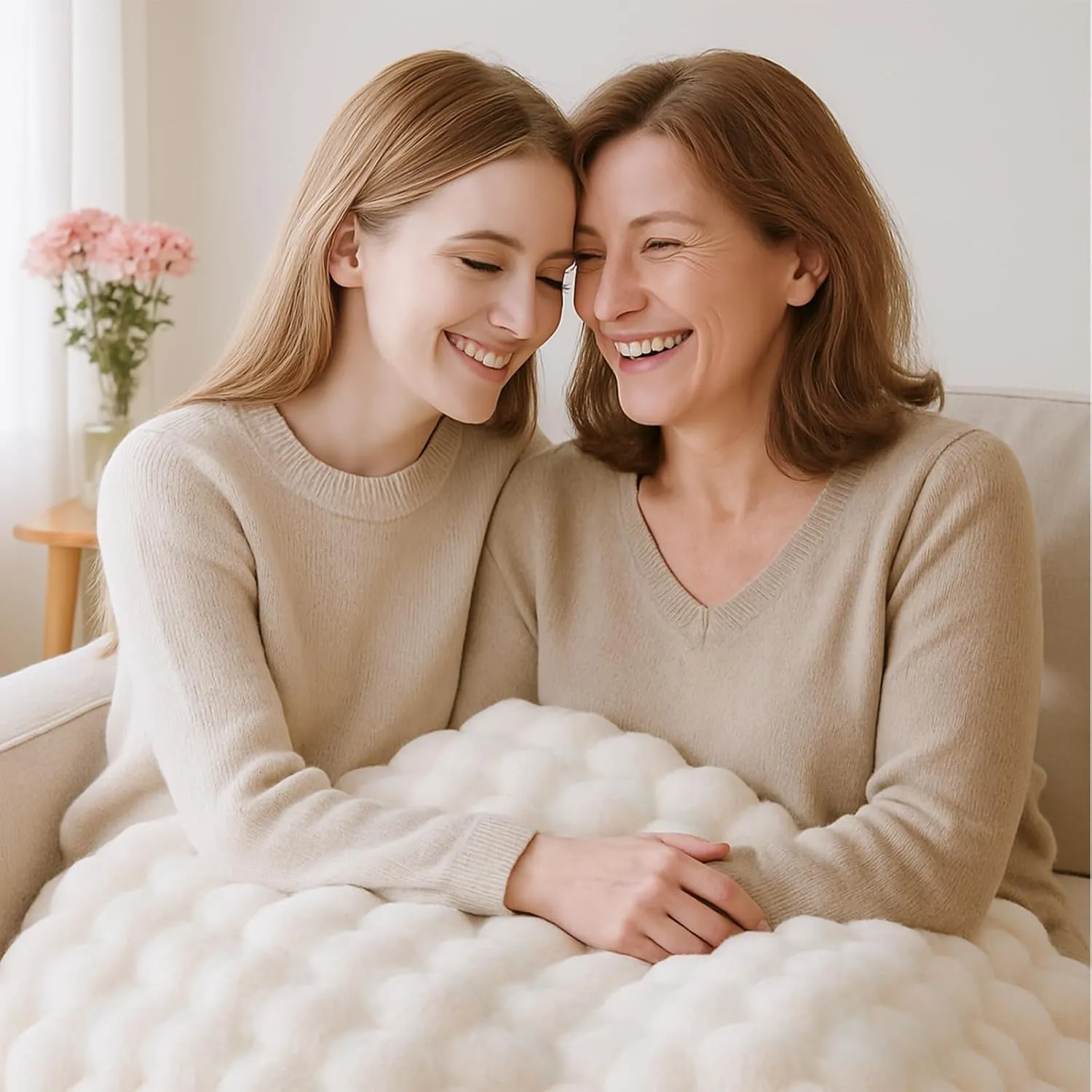 BENVWE Faux Fur Throw Blanket for Couch - Cozy Plush Fluffy Soft Thick Bubble Blanket for Living Room Home Decor - Mothers Day Birthday Gifts for Women, Cream White, 51" x 63"