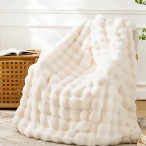 BENVWE Faux Fur Throw Blanket for Couch - Cozy Plush Fluffy Soft Thick Bubble Blanket for Living Room Home Decor - Mothers Day Birthday Gifts for Women, Cream White, 51" x 63"