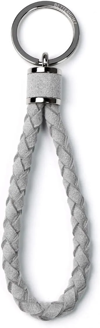 BETTERHUMZ Leather Key Fob Car Weave Keychain Ring Woven Strap Braided Key Chain for Alcantara Accessories