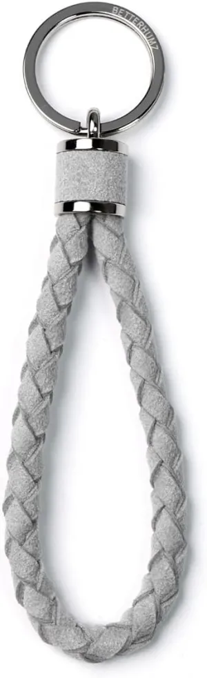 BETTERHUMZ Leather Key Fob Car Weave Keychain Ring Woven Strap Braided Key Chain for Alcantara Accessories