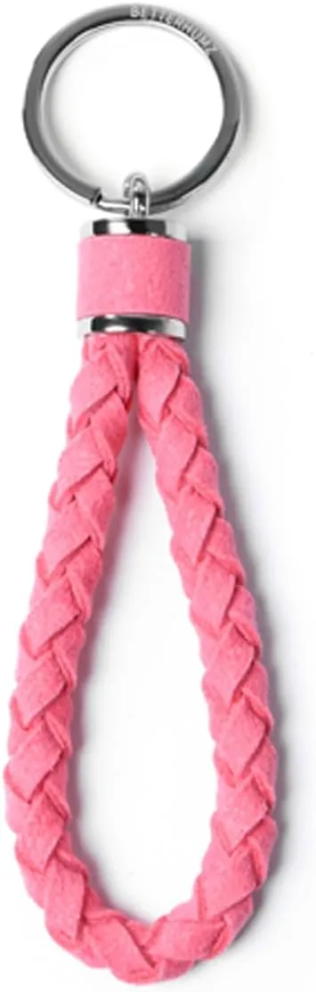 BETTERHUMZ Leather Key Fob Car Weave Keychain Ring Woven Strap Braided Key Chain for Alcantara Accessories