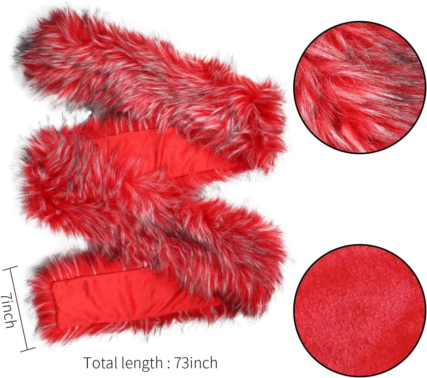 Bettli Women's Men's Extra Large Faux Fox Raccoon Fur Scarf Collar Stole Shawl