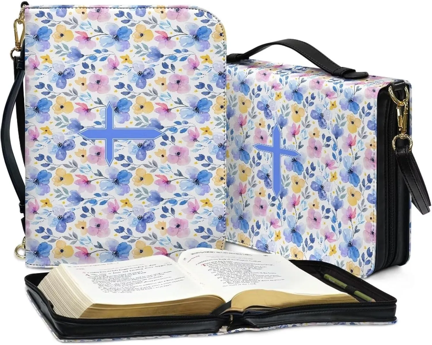 Bible Cover Case for Women with Detachable Strap,PU Leather Bible Cover for Girl Church Book Cover Custom