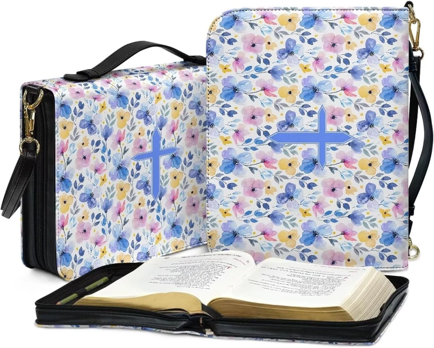 Bible Cover Case for Women with Detachable Strap,PU Leather Bible Cover for Girl Church Book Cover Custom