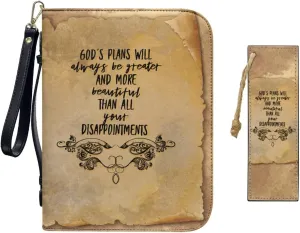 Bible Covers for Women,PU Bible Bags with Handle & Wristlet Strap, Bible Carrying Case and Bookmark Set