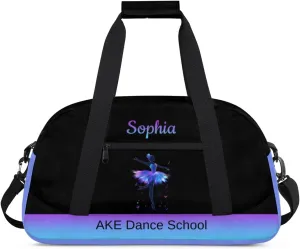 Black Dance-Bag for Kids Girls 8-10 Personalized-Duffel-Bag Small Gym-Bag with Name for Girls Dance Training Bag for Dancers