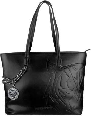 Black Polyurethane Shoulder Bag