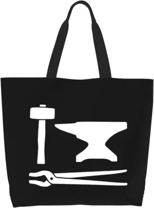 Blacksmith Hammer Logo Canvas Tote Bags for Women, Ladies Shoulder Handbags Large Purse Lightweight Foldable Reusable Shopping Bag with Pockets for Work, Travel, 15.7x19.7in
