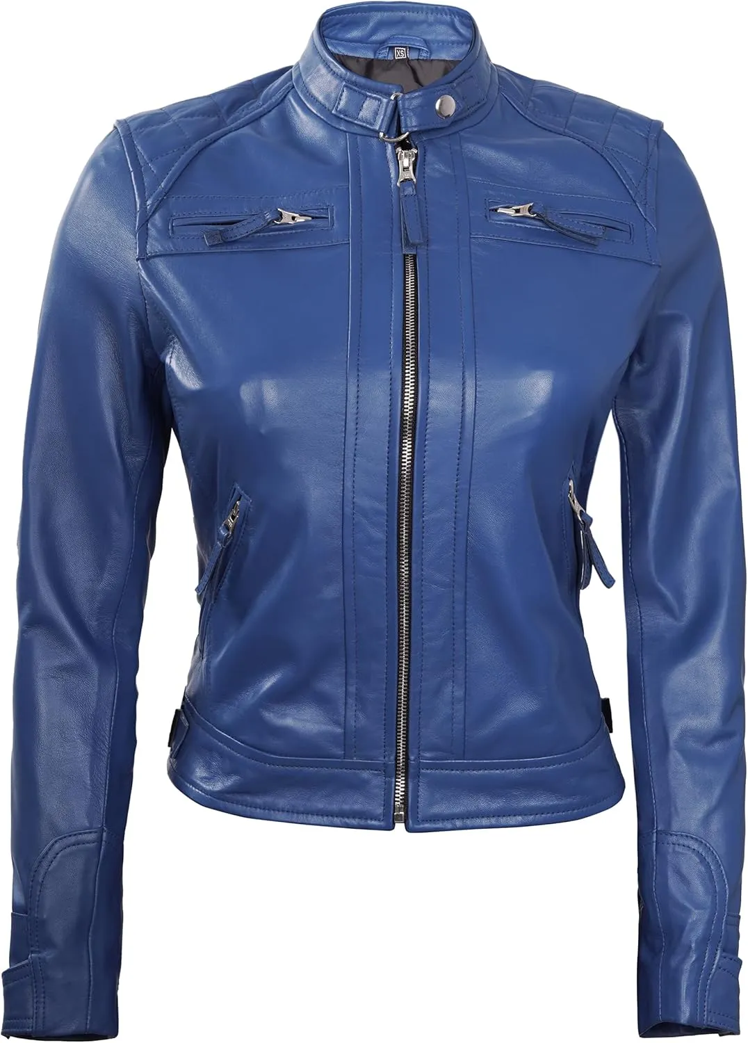 Blingsoul Leather Jacket Women - Quilted Cafe Racer Style Womens Leather Jackets