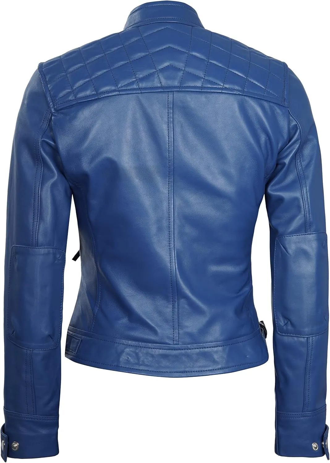 Blingsoul Leather Jacket Women - Quilted Cafe Racer Style Womens Leather Jackets