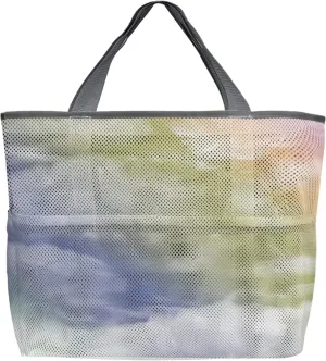 Blue Teal Ombre Beach Tote Bag for Women, Romantic Fantasy Orange Pink Clouds Abstract Art Mesh Beach Bags Waterproof, Outdoor Picnic Swim Pool Handbag - Large Beach Bag with Zipper and Pockets