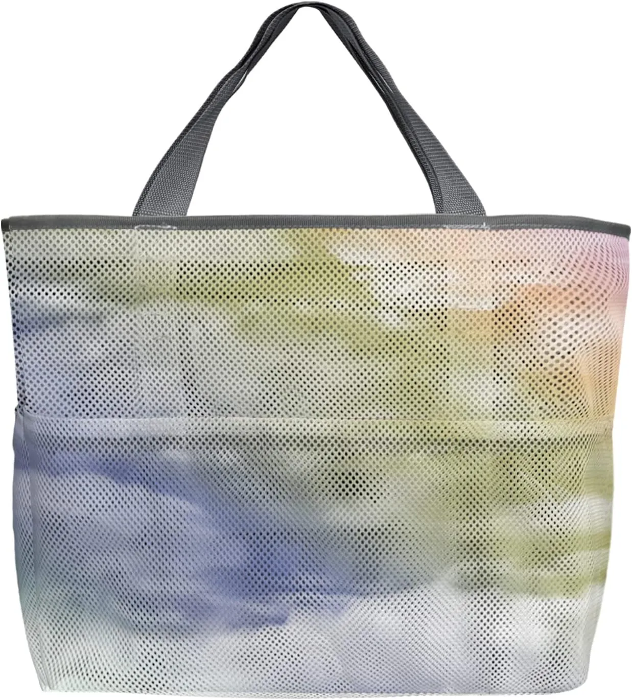 Blue Teal Ombre Beach Tote Bag for Women, Romantic Fantasy Orange Pink Clouds Abstract Art Mesh Beach Bags Waterproof, Outdoor Picnic Swim Pool Handbag - Large Beach Bag with Zipper and Pockets