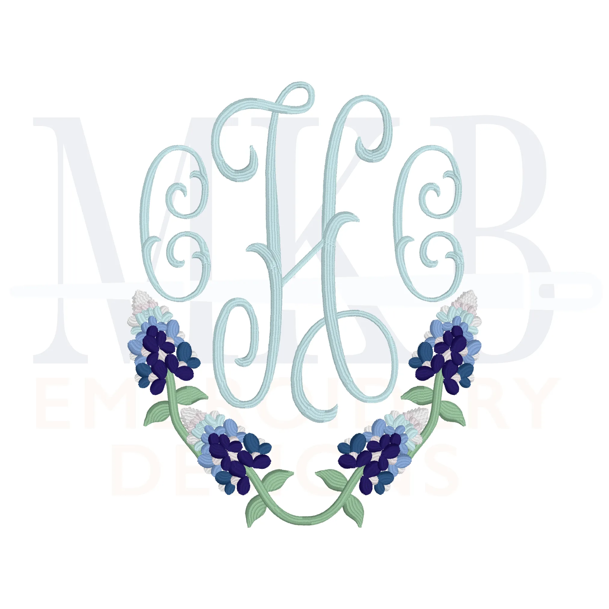 Bluebonnet Laurel Embroidery Design