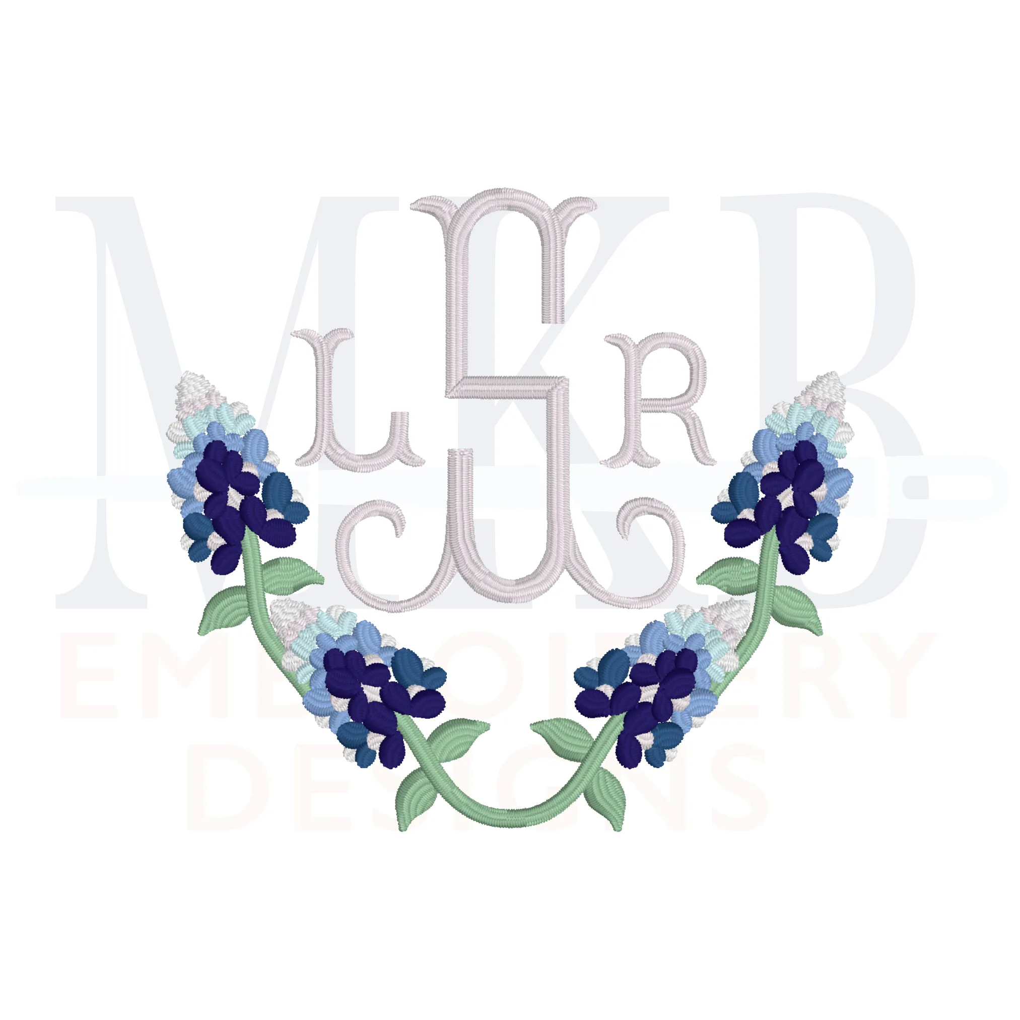 Bluebonnet Laurel Embroidery Design