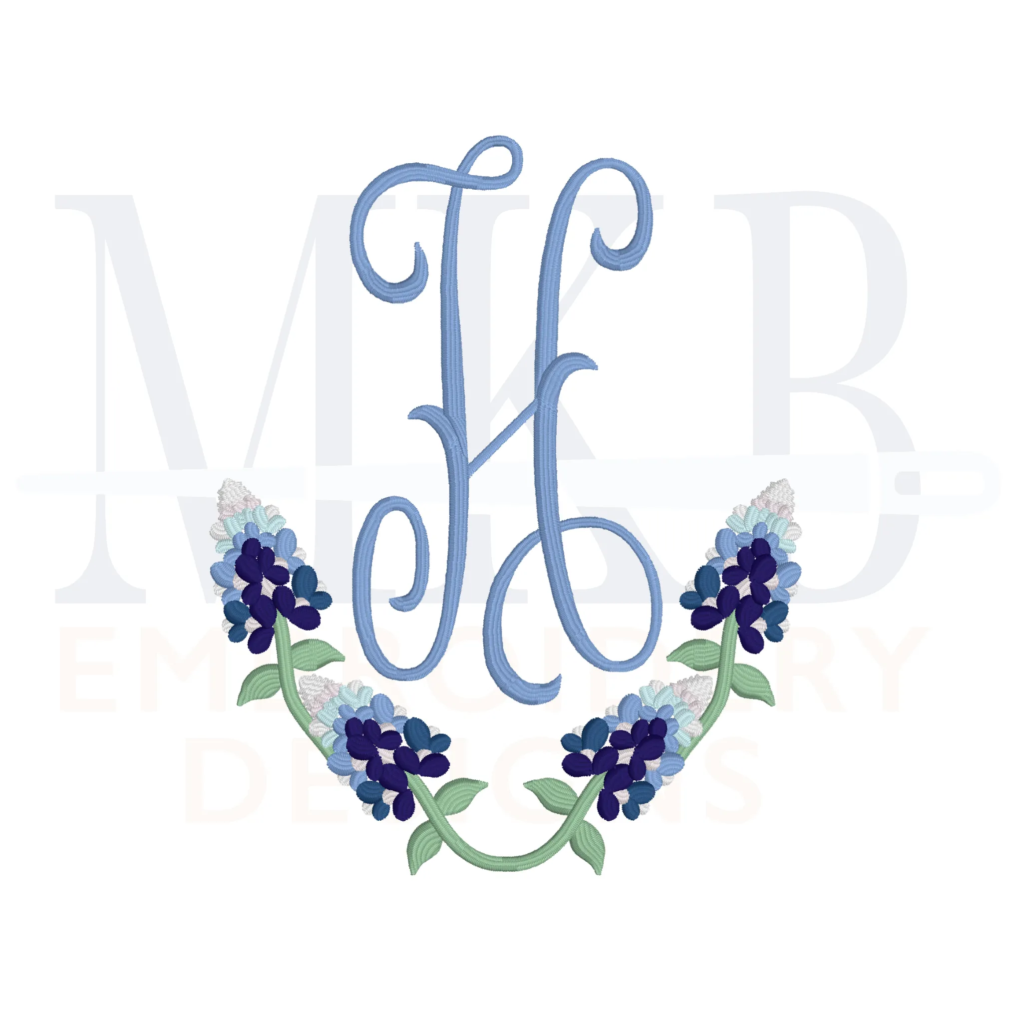 Bluebonnet Laurel Embroidery Design