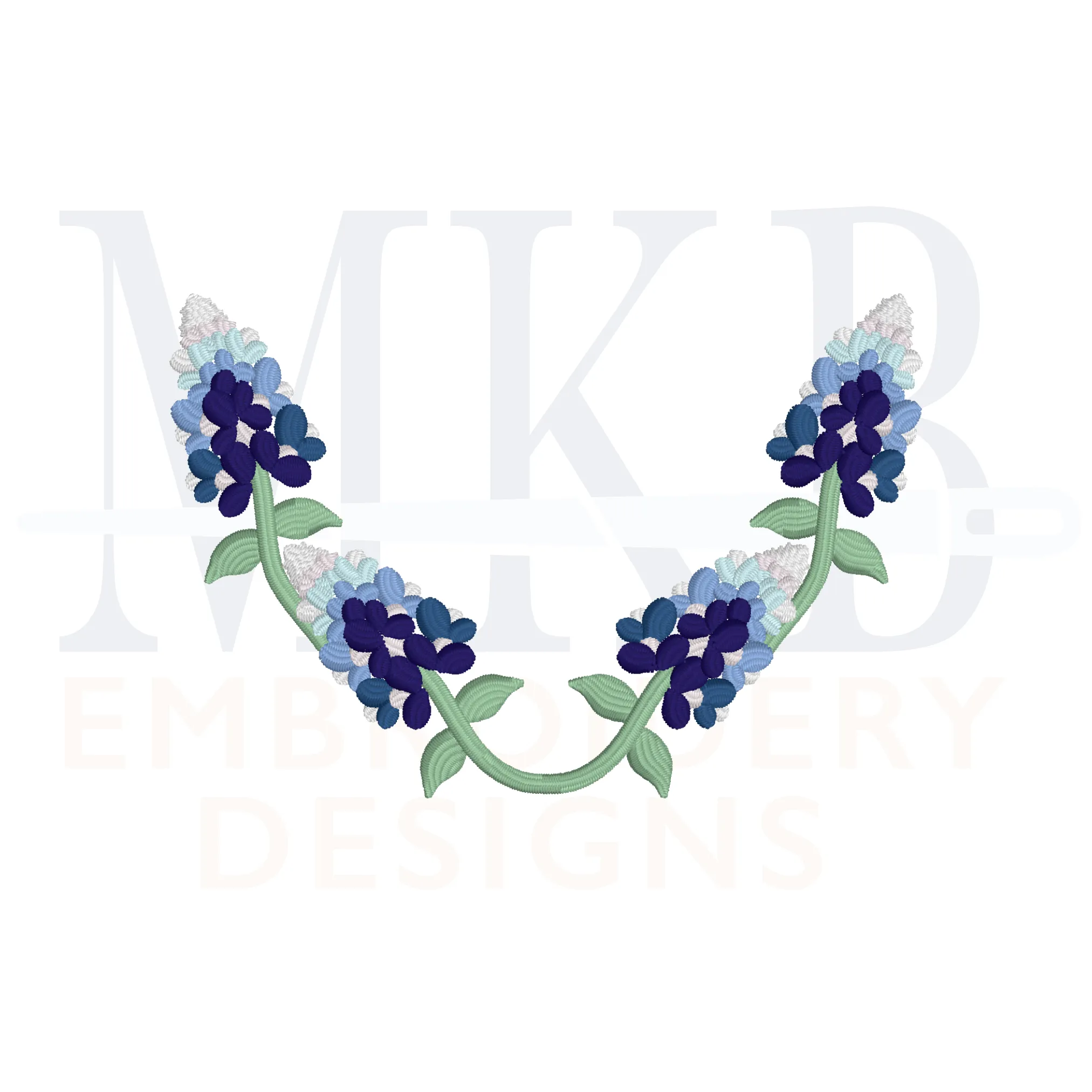 Bluebonnet Laurel Embroidery Design