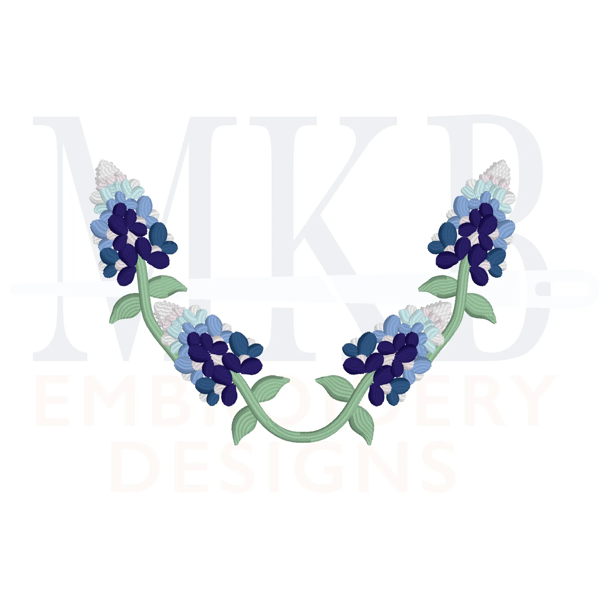 Bluebonnet Laurel Embroidery Design