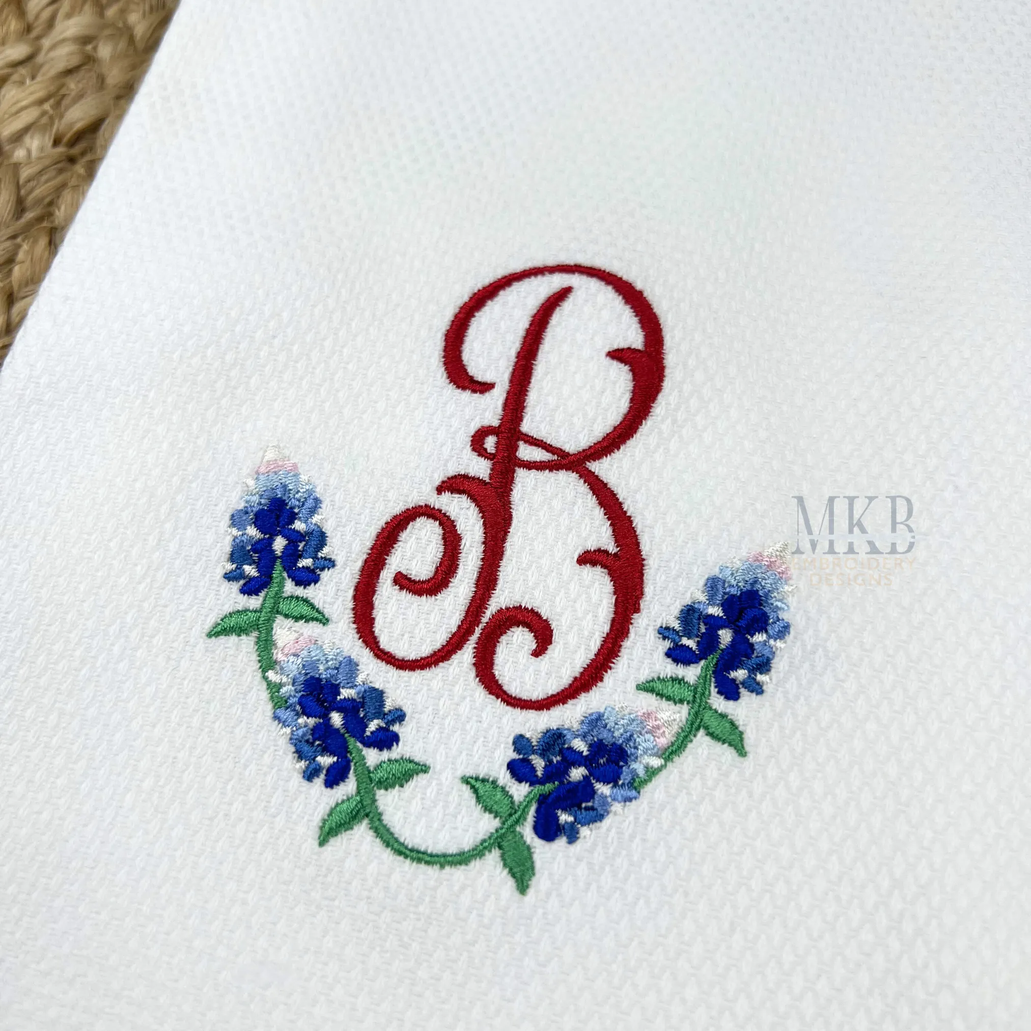 Bluebonnet Laurel Embroidery Design