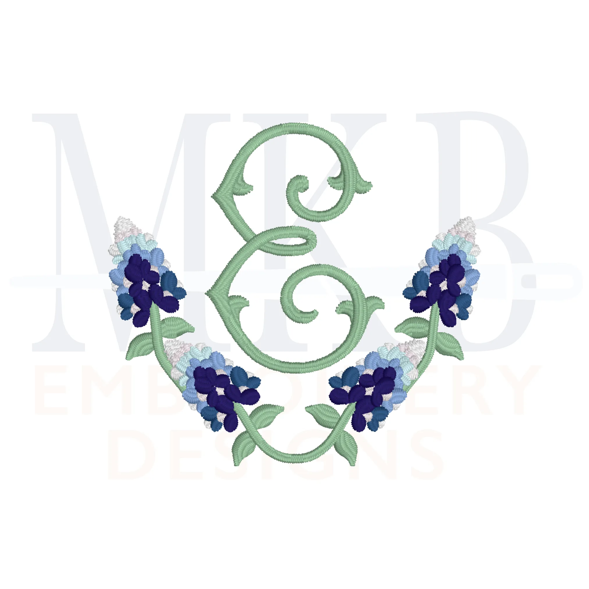 Bluebonnet Laurel Embroidery Design