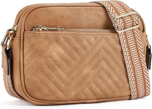 BOSTANTEN Quilted Crossbody Bags for Women Vegan Leather Purses Small Shoulder Handbags with Wide Strap