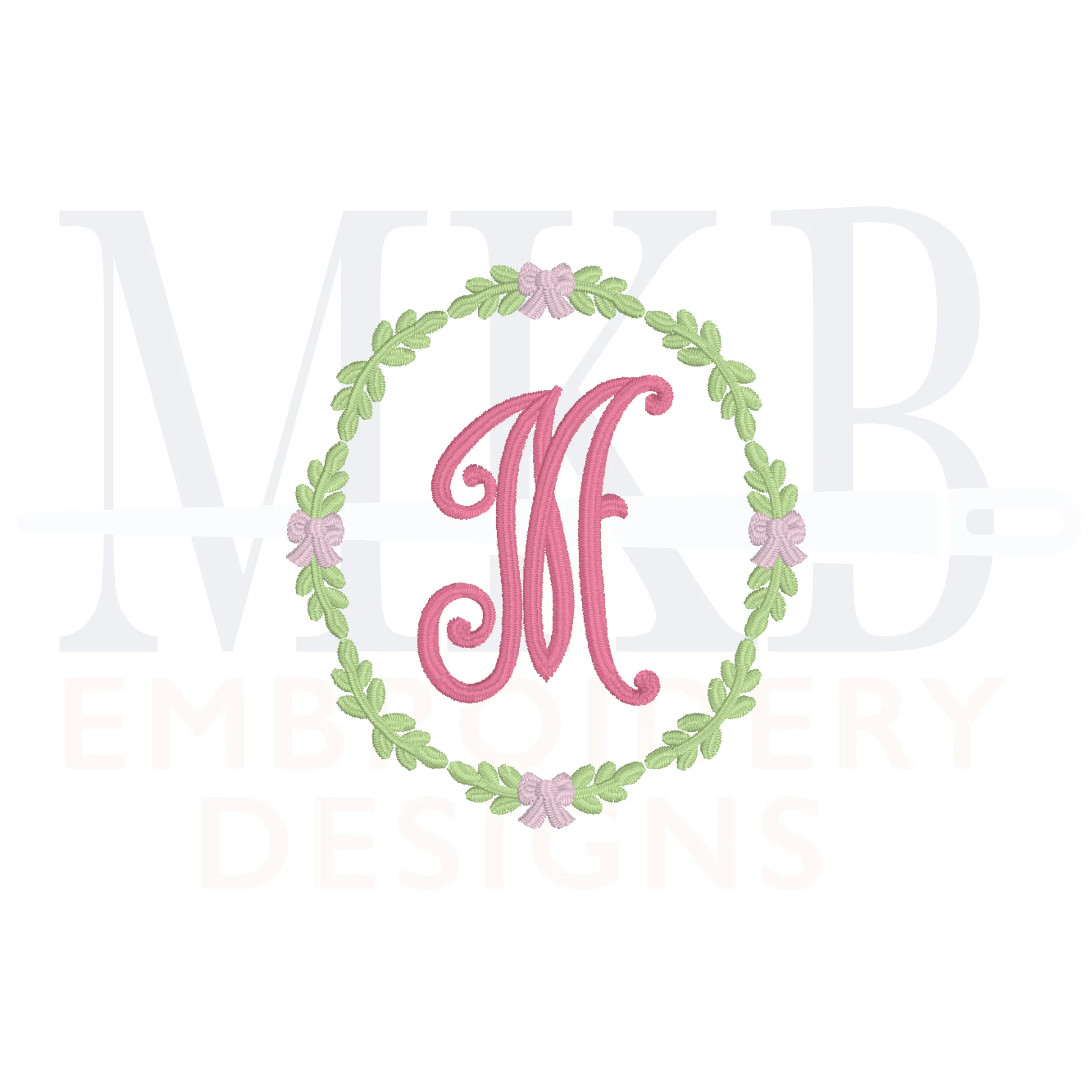 Bow Laurel Frame, Bow embroidery Design, Satin Stitch Machine Embroidery Design