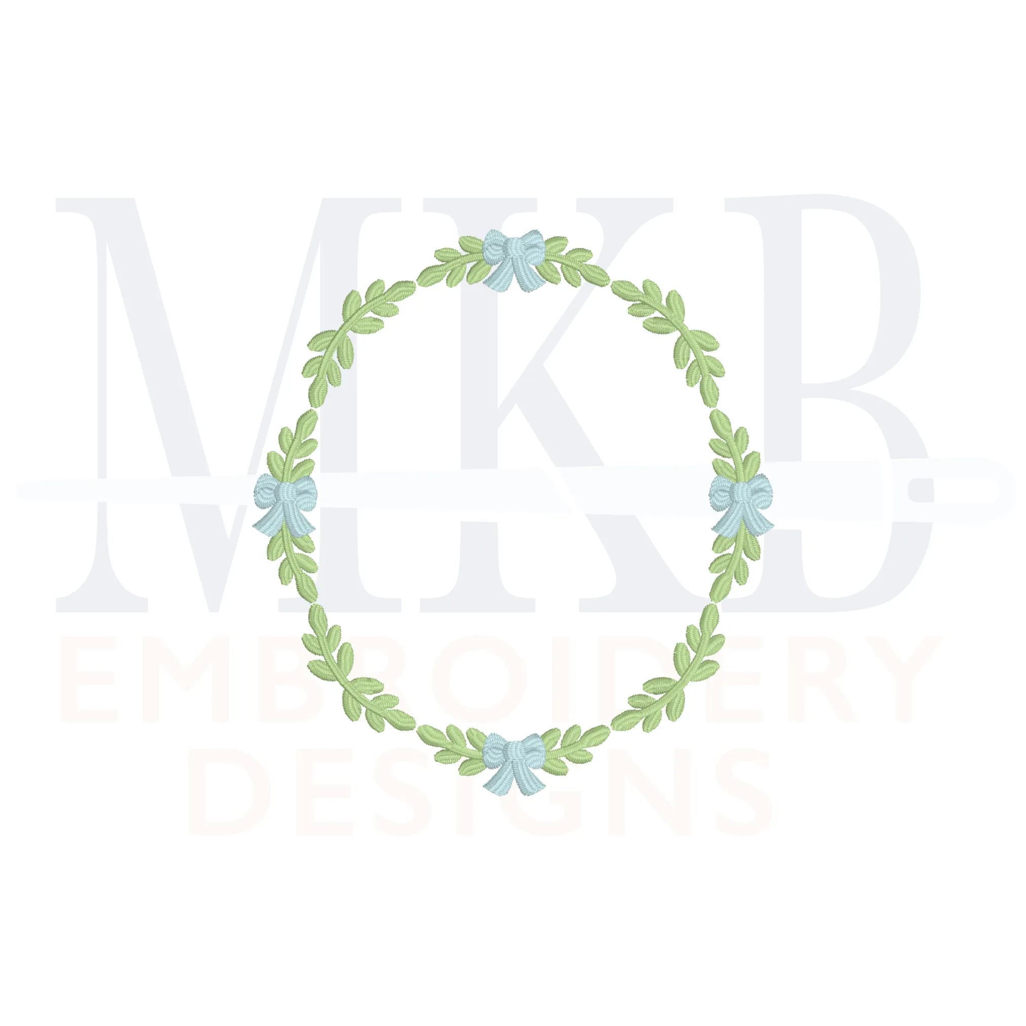 Bow Laurel Frame, Bow embroidery Design, Satin Stitch Machine Embroidery Design