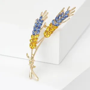 Brooch Men Women Meaningful Wheat Flag Rhinestone Badge Delicate Gift For New Year