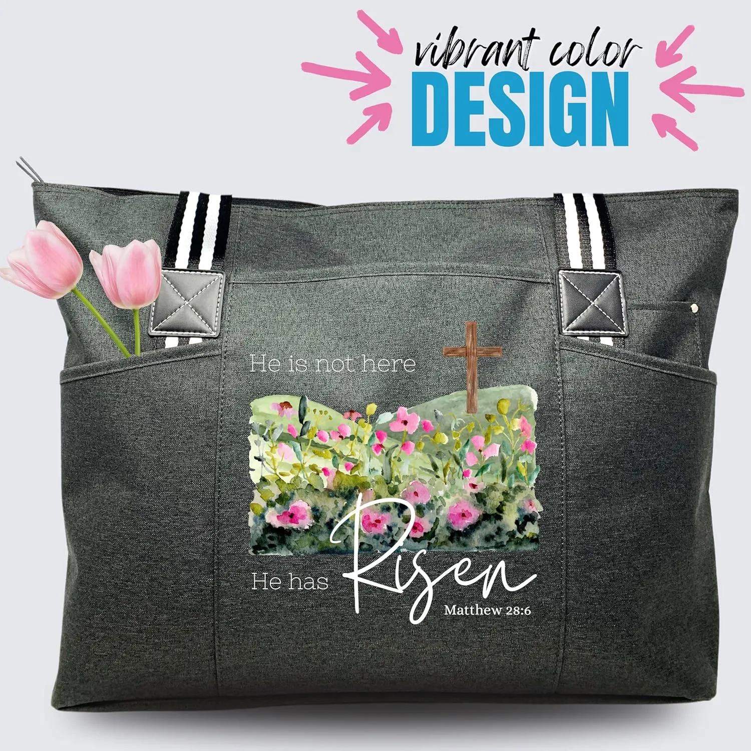 Brooke & Jess Designs Church Bags for Women - Bible Tote Bags for Women, Large Tote Bag for Womens with Zipper