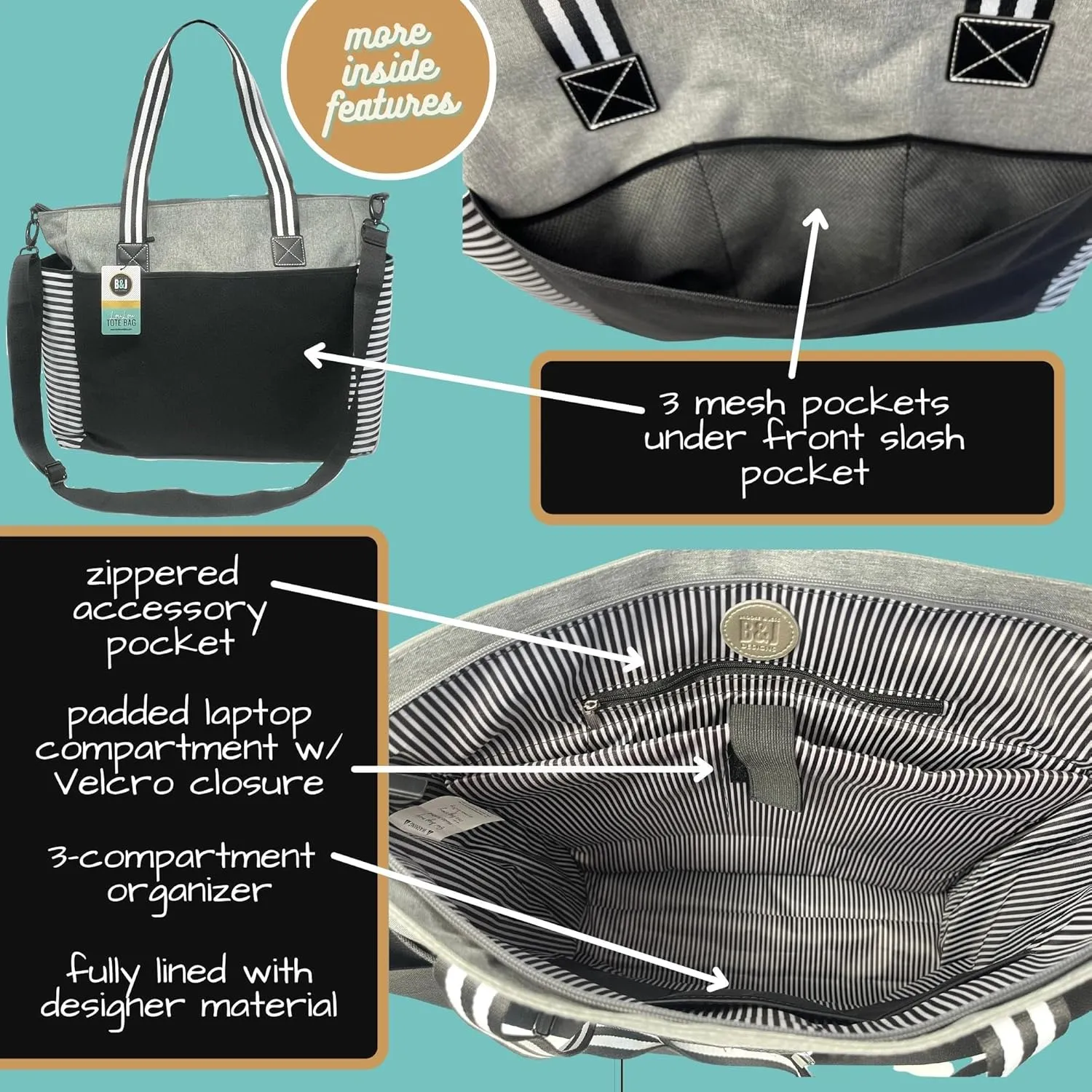 Brooke & Jess Designs Church Bags for Women - Bible Tote Bags for Women, Large Tote Bag for Womens with Zipper