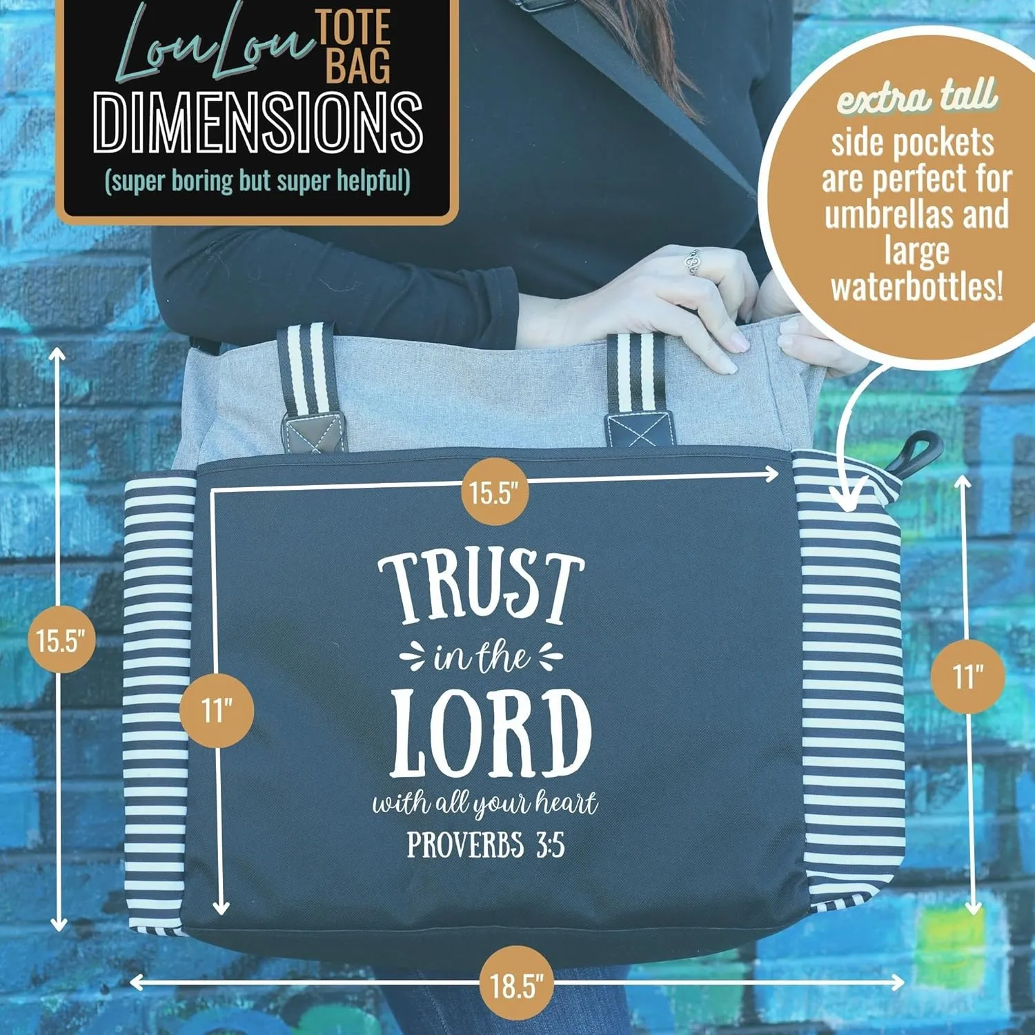 Brooke & Jess Designs Church Bags for Women - Bible Tote Bags for Women, Large Tote Bag for Womens with Zipper