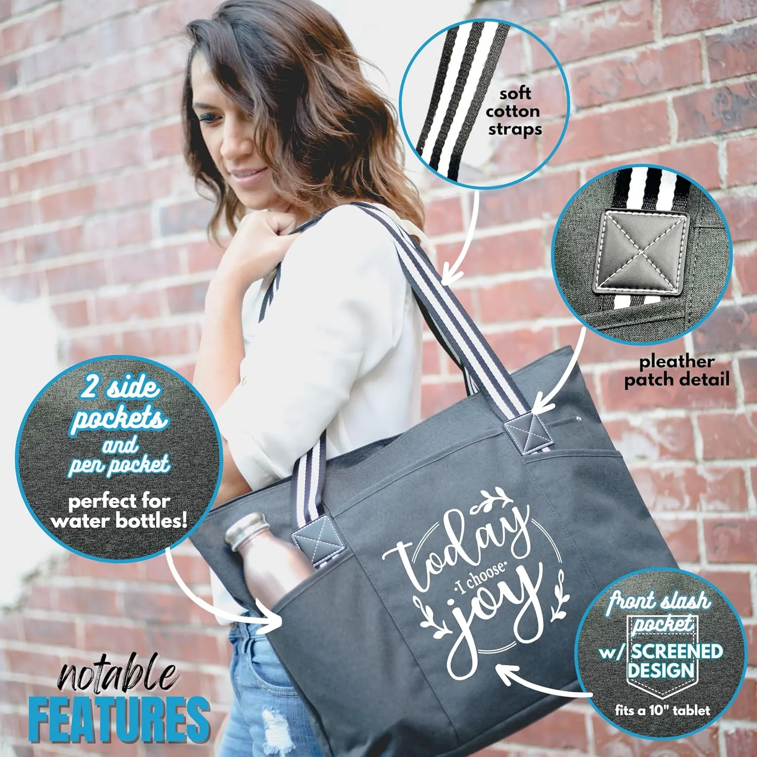 Brooke & Jess Designs Church Bags for Women - Bible Tote Bags for Women, Large Tote Bag for Womens with Zipper