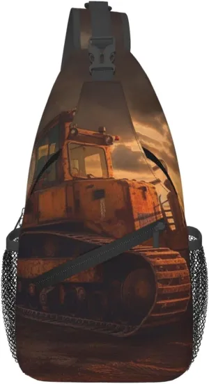 Bulldozer Evening Sling Bag Backpack For Men Cross Chest Bag Crossbody Shoulder Bag Travel Hiking Daypack