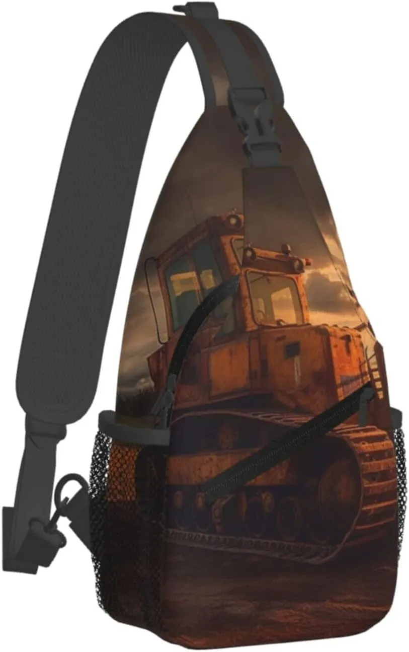 Bulldozer Evening Sling Bag Backpack For Men Cross Chest Bag Crossbody Shoulder Bag Travel Hiking Daypack