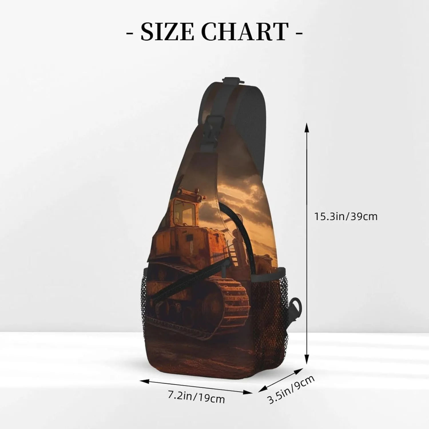 Bulldozer Evening Sling Bag Backpack For Men Cross Chest Bag Crossbody Shoulder Bag Travel Hiking Daypack