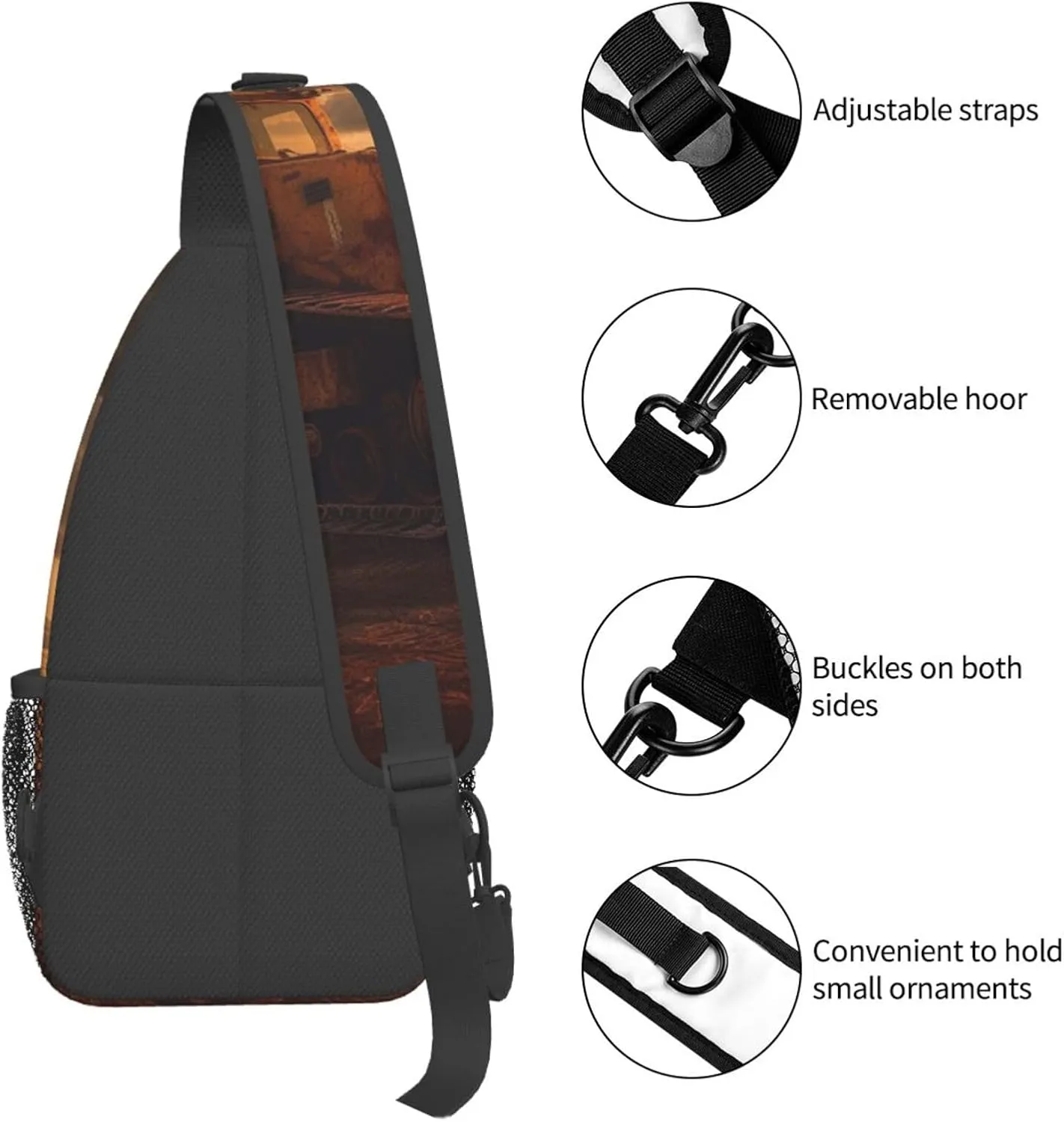 Bulldozer Evening Sling Bag Backpack For Men Cross Chest Bag Crossbody Shoulder Bag Travel Hiking Daypack