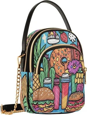 Burger Pineapple Cactus Crossbody Bags for Women Small Sling Cross Body Bag Fanny Pack Mini Wallet Phone Purse