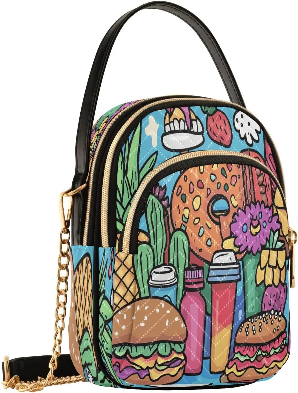 Burger Pineapple Cactus Crossbody Bags for Women Small Sling Cross Body Bag Fanny Pack Mini Wallet Phone Purse