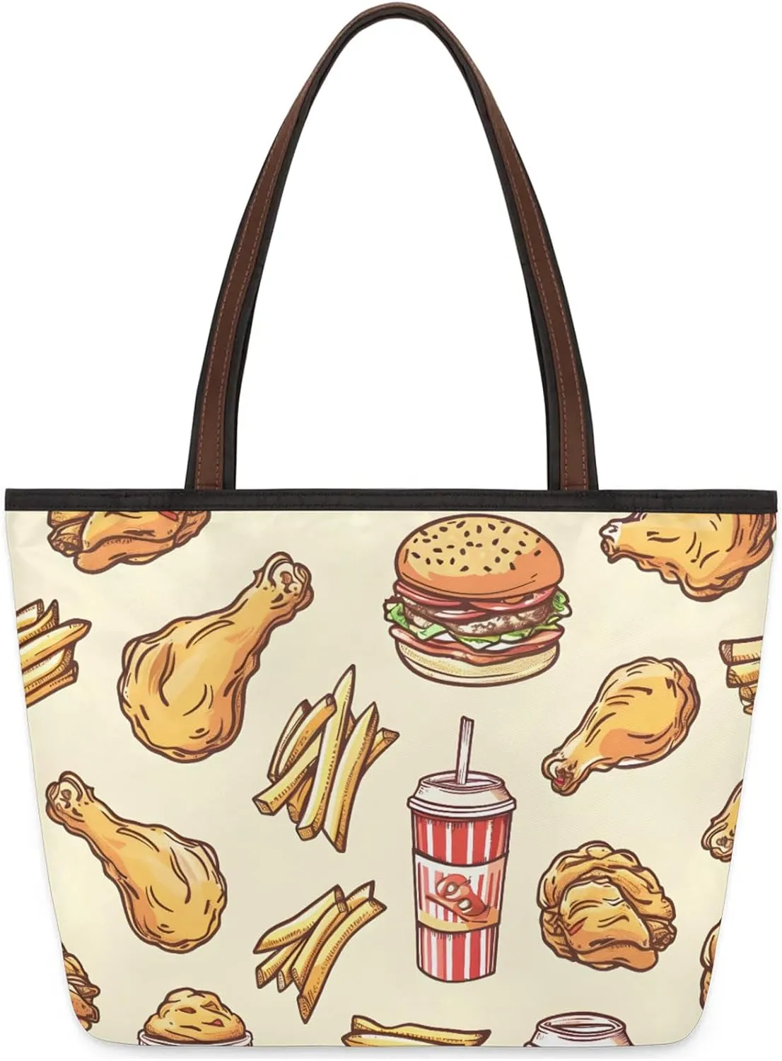 Burgers Chicken Fries Tote Bag for Women Womens Handbags Tote Bag for Work Shopping Travel Beach