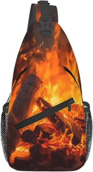 Burning Firewoods Sling Bag Backpack For Men Cross Chest Bag Crossbody Shoulder Bag Travel Hiking Daypack
