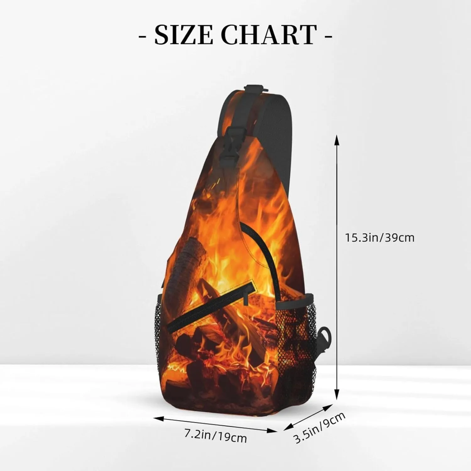 Burning Firewoods Sling Bag Backpack For Men Cross Chest Bag Crossbody Shoulder Bag Travel Hiking Daypack