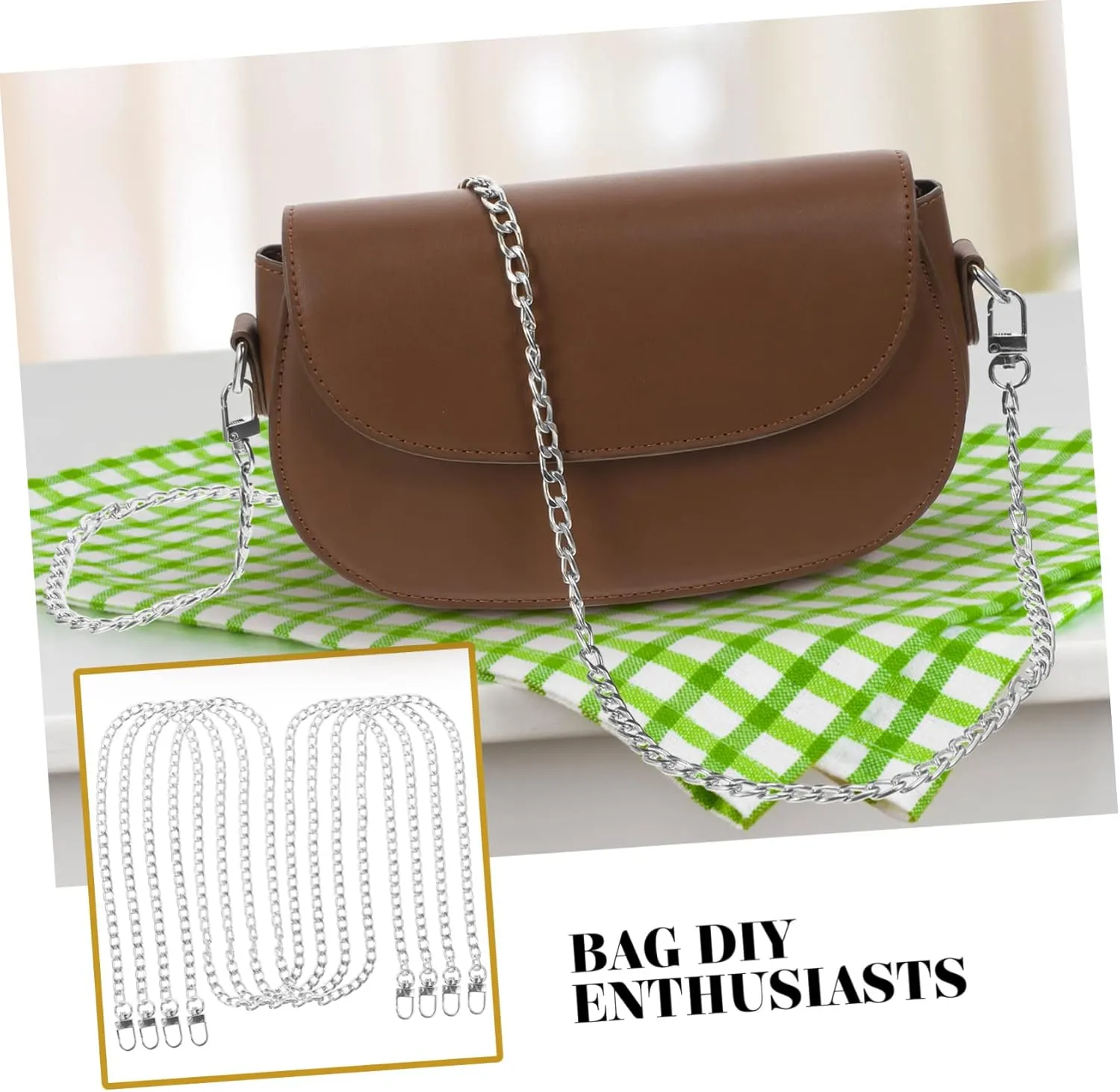 Cabilock Sets Elegant Women Shoulder Bag Chain Metal Flat Chain Ornament for Handbag Replace Strap Pcs