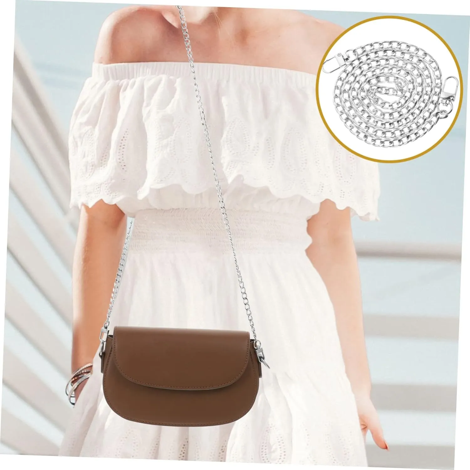 Cabilock Sets Elegant Women Shoulder Bag Chain Metal Flat Chain Ornament for Handbag Replace Strap Pcs
