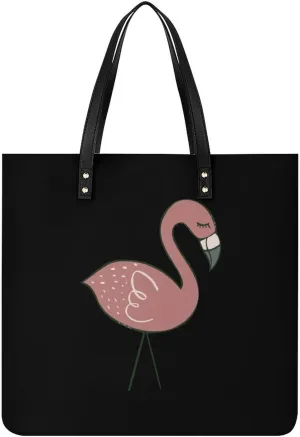 Campsite Flamingos Tote Bag Leather Handbags Large Shoulder Bag for College Work Travel Shopping
