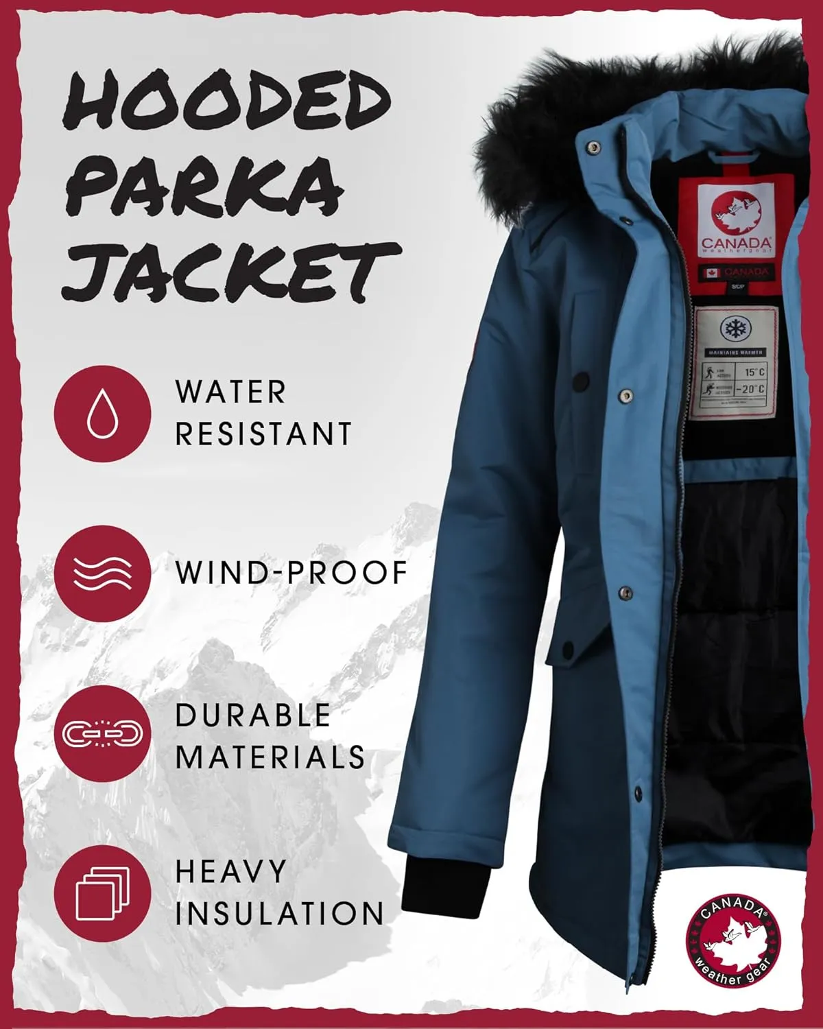 CANADA WEATHER GEAR Women's Winter Coat - Stadium Parka Jacket, Fur Trim Hood (S-XL)